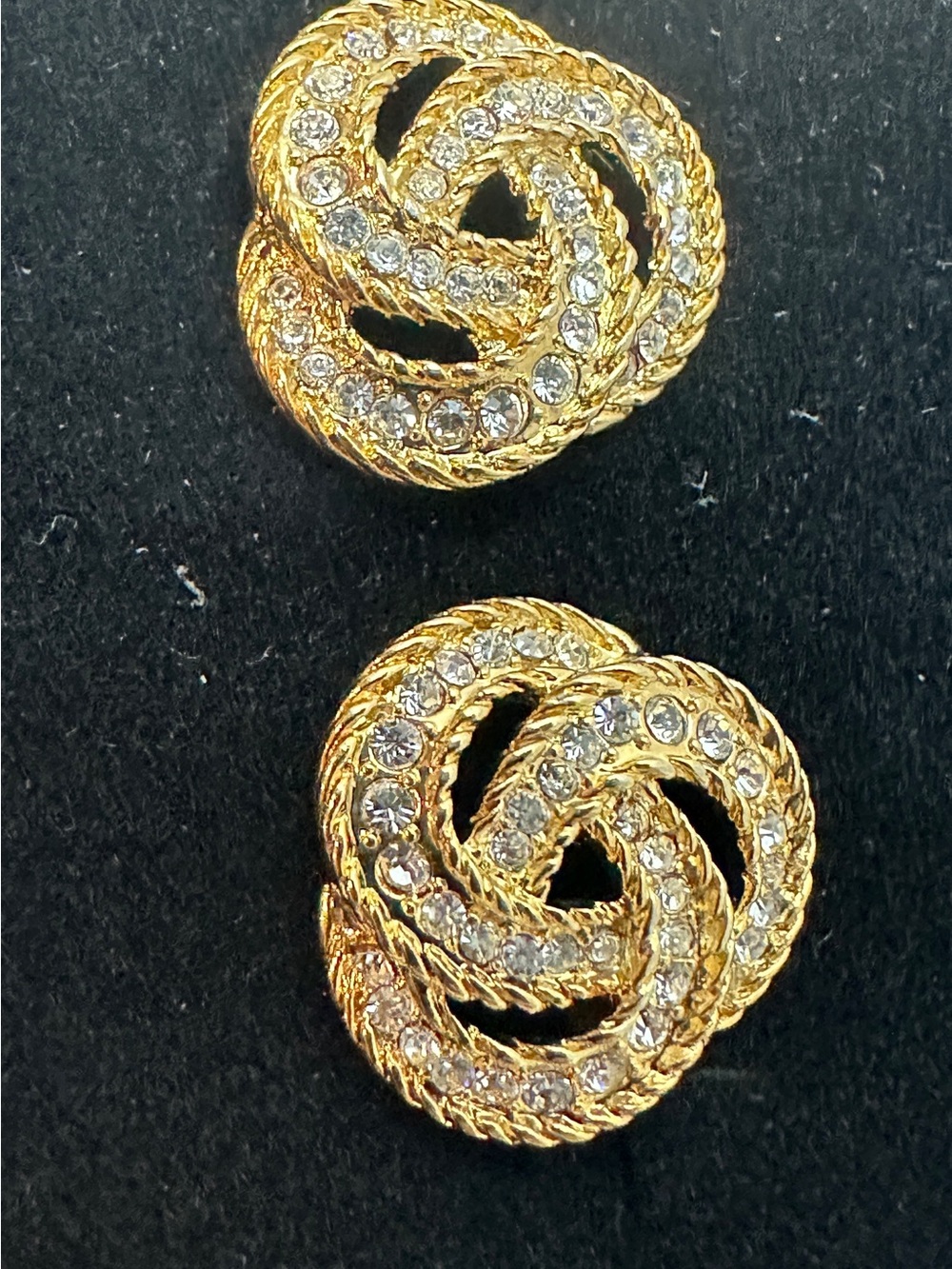 Vintage Garnay Crystal Knot Stud Earrings